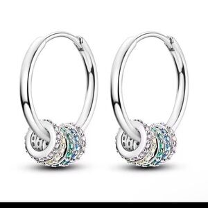 925 silver plated Hoops with charms